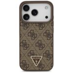 Guess Leather 4G Triangle Strass MagSafe case for iPhone 17 Pro brown - imagine 3