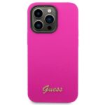 Guess GUHCP14XSLSMF iPhone 14 Pro Max 6,7" fuschia hard case Silicone Vintage Gold Logo - imagine 3