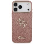 Guess Fixed Glitter Big 4G Metal Frame Case for iPhone 17 Pro Max Pink - imagine 3