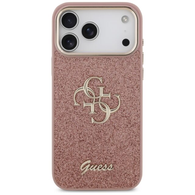 Guess Fixed Glitter Big 4G Metal Frame Case for iPhone 17 Pro Max Pink - imagine 3