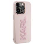 Karl Lagerfeld KLHCP15X3DMBKCP iPhone 15 Pro Max 6.7" pink hardcase 3D Rubber Glitter Logo - imagine 4
