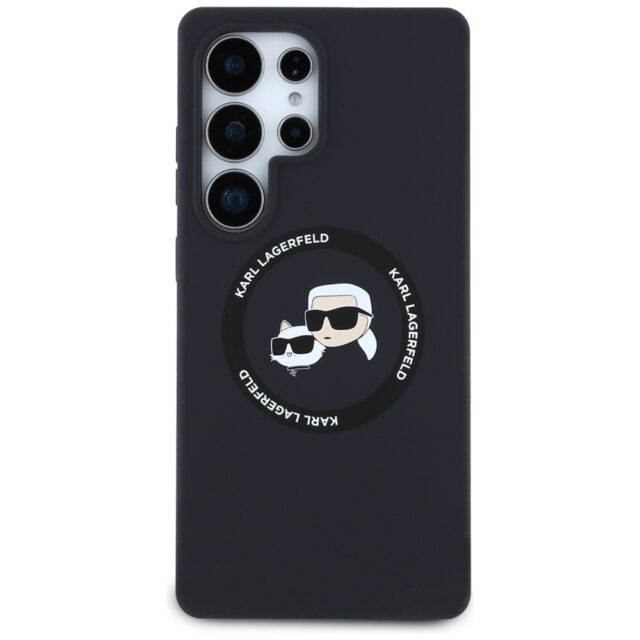 Case Karl Lagerfeld Silicone Double Heads And Circle MagSafe Samsung Galaxy S25 Ultra black - imagine 3