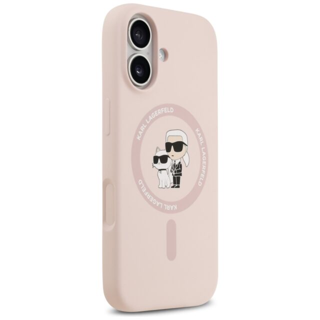 Case Karl Lagerfeld Silicone  Karl&Choupette Ring MagSafe for iPhone 17 pink - imagine 4
