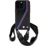 Case BMW BMHCP15X23PSVTK iPhone 15 Pro Max 6.7" black hardcase M Edition Carbon Tricolor Line - imagine 2