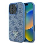 Guess GUHCP16XP4TDPB iPhone 16 Pro Max 6.9" blue hardcase Leather 4G Triangle Strass MagSaf