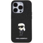 Karl Lagerfeld KLHCP15LGKNPSK iPhone 15 Pro 6.1" black hardcase Fixed Glitter Ikonik Logo Meta - imagine 3