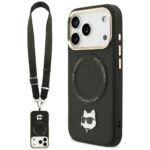 Karl Lagerfeld Big Strap Choupette Metal Logo MagSafe Case for iPhone 17 Pro Black