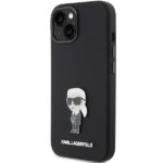 Karl Lagerfeld KLHCP15SSMHKNPK iPhone 15/ 14 / 13 6.1" black Silicone Ikonik Metal Pin - imagine 2