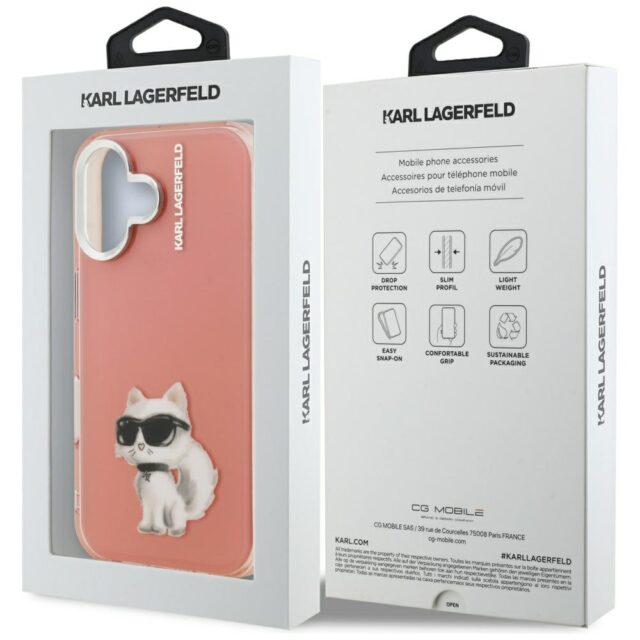 Case Karl Lagerfeld IML Aquarelle        Choupette & Logo for iPhone 16 pink - imagine 8