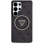 Case Guess 4G Glitter Triangle Buttons MagSafe for Samsung Galaxy S25 Ultra black - imagine 3