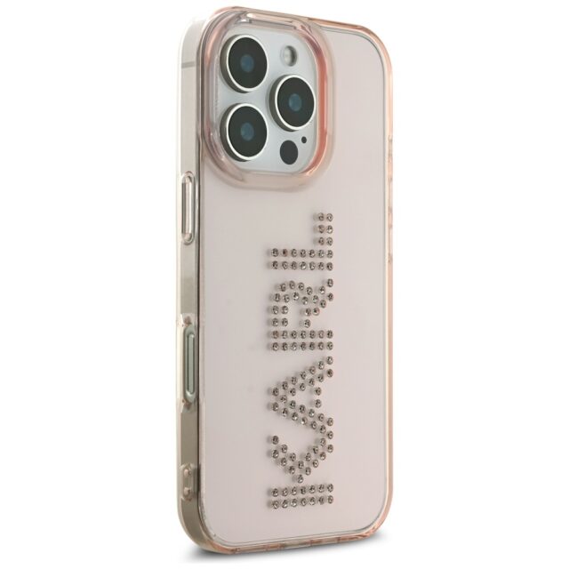 Case Karl Lagerfeld IML Rhinestones Logo for iPhone 16 Pro Max pink - imagine 4