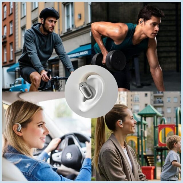 Bluetooth headphones 4smarts SkyBuds OWS with AI screen beige - imagine 9