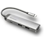 Verbatim USB-C Hub Adapter - USB-C/2xUSB-A 3.0/HDMI aluminum 49140
