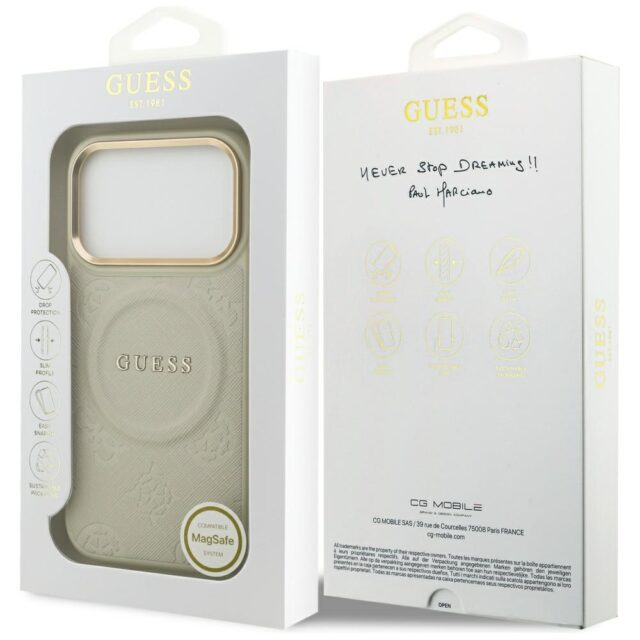 Case Guess Peony Hot Stamp MagSafe for iPhone 17 Pro beige - imagine 8