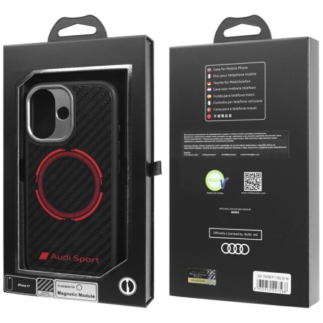Case Audi RSQ Carbon Fiber Sport Red Circle MagSafe for iPhone 17 black - imagine 10