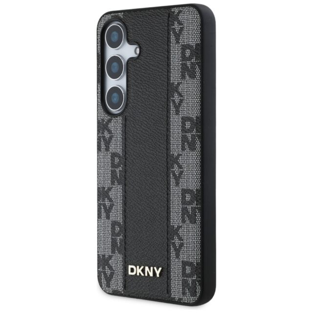 Case DKNY Leather Checkered Pattern MagSafe for Samsung Galaxy S25 black - imagine 2