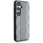 Case DKNY Leather Checkered Pattern MagSafe for Samsung Galaxy S25 taupe - imagine 4