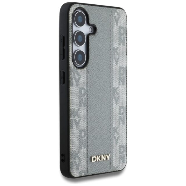 Case DKNY Leather Checkered Pattern MagSafe for Samsung Galaxy S25 taupe - imagine 4