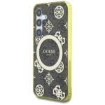 Case Guess 4G Background Gold Electroplated Peony Pattern MagSafe forSamsung Galaxy S25 brown - imagine 2