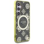 Case Guess 4G Background Gold Electroplated Peony Pattern MagSafe forSamsung Galaxy S25 brown - imagine 4