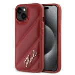 Karl Lagerfeld KLHCP15SPQDSMGR iPhone 15/ 14 / 13 6.1" red hardcase Diagonal Quilted Script