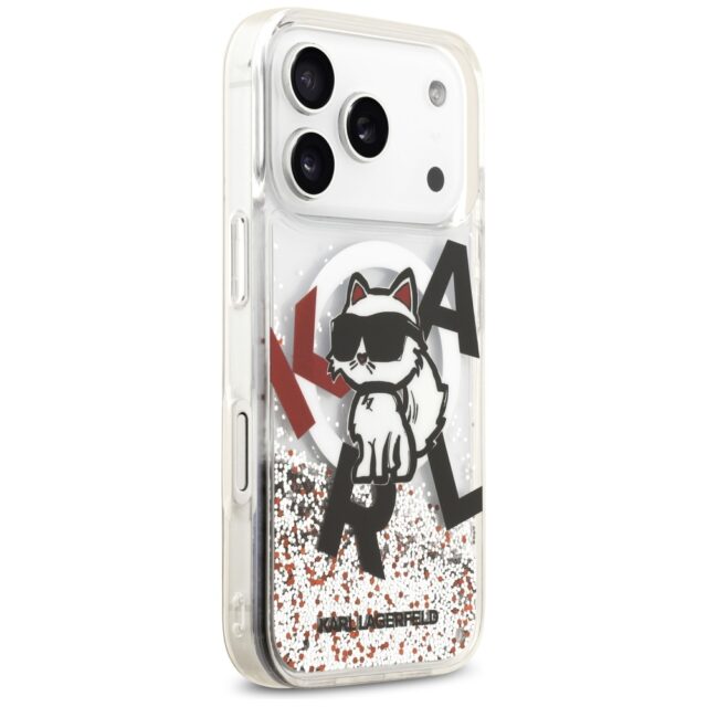 Karl Lagerfeld Liquid Glitter Choupette Logo MagSafe Case for iPhone 17 Pro Clear - imagine 4