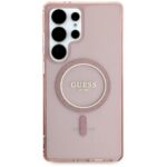 Case Guess Glitter Circle Classic Logo MagSafe for Samsung Galaxy S25 Ultra pink - imagine 3