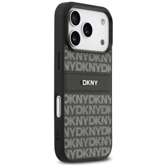 Case DKNY Repeat Texture Pattern with    Tonal Stripe for iPhone 17 Pro Max black - imagine 4