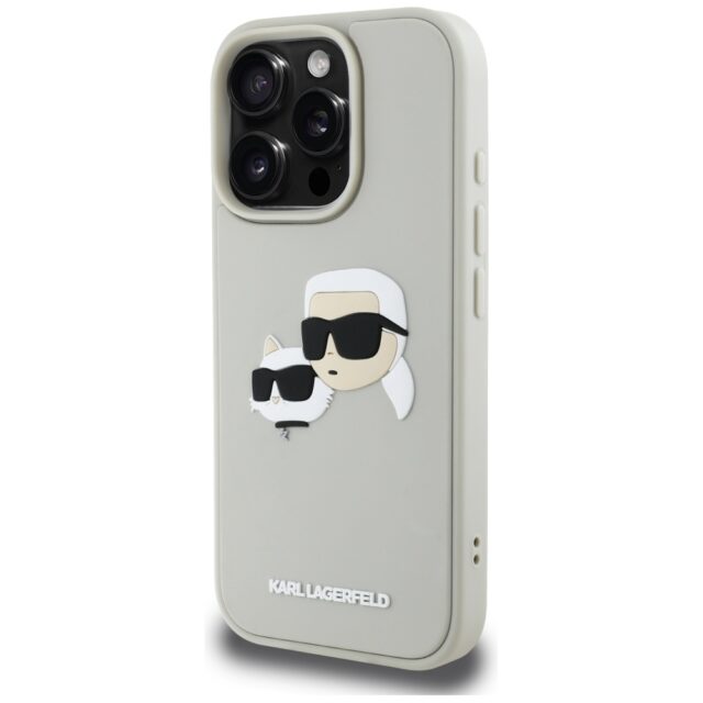 Case Karl Lagerfeld HC 3D Rubber Double Heads to iPhone 16 Pro Max beige - imagine 2