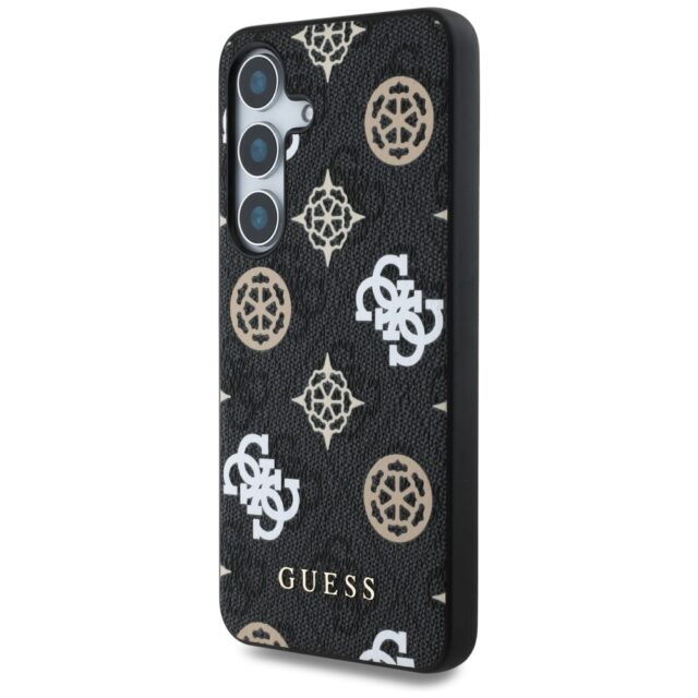 Case Guess 4G Printed Colored Peony Pattern MagSafe to Samsung Galaxy S25 black - imagine 2
