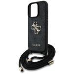 Case Guess 4G Big Logo Cord Stap Crossbody for iPhone 16 Pro black - imagine 5
