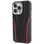 Audi Genuine Leather MagSafe iPhone15 Pro Max 6.7" black-red hardcase AU-TPUPCMIP15P - imagine 2