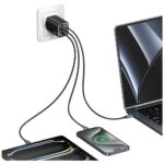 USAMS JC Series CC266 65W GaN Fast Charger 2xUSB-C 1xUSB-A Black - imagine 5