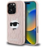 Case Karl Lagerfeld 3D Rubber Monogram & Choupette for iPhone 16 Pro pink