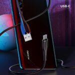 USAMS Cable U38 USB-C 5A Fast Charge for OPPO/HUAWEI 1m black SJ376USB01 (US-SJ376) - imagine 2