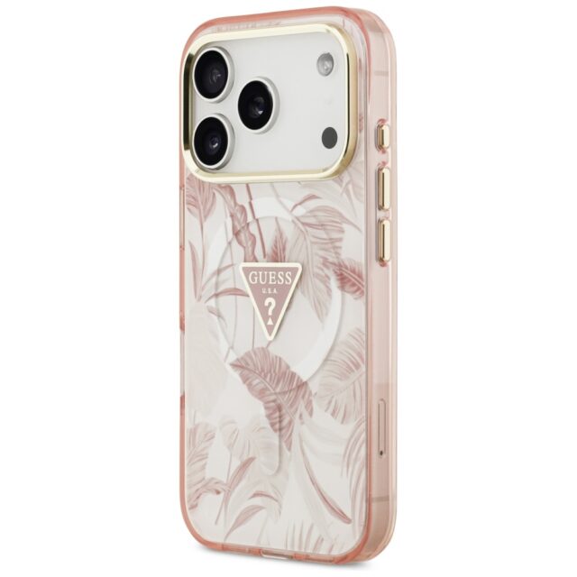 Guess Jungle Tonal Triangle MagSafe Case for iPhone 17 Pro Pink - imagine 2