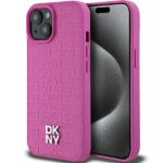 DKNY DKHMP15SPSHRPSP iPhone 15 / 14 / 13 6.1 inch pink hardcase Leather Pattern Metal Logo MagSafe