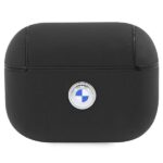 BMW BMAP2SSLBK AirPods Pro 2 cover black Genuine Leather Silver Logo