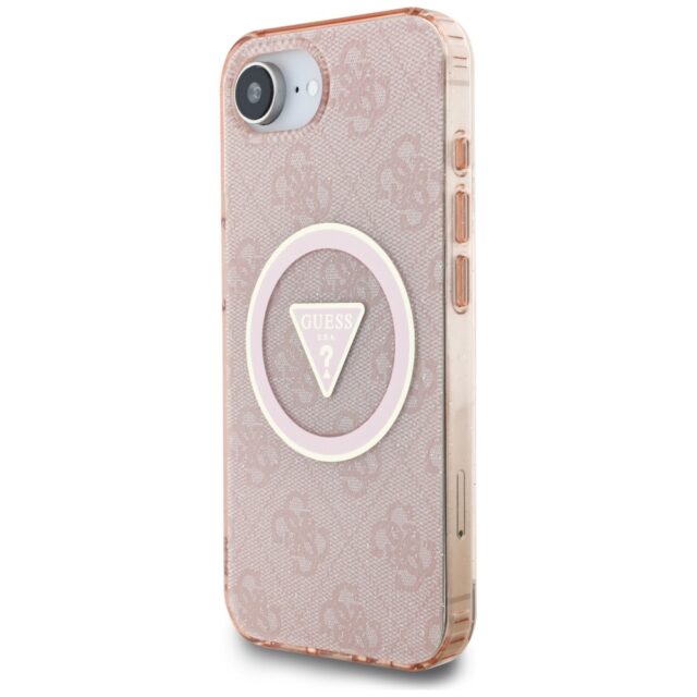 Case Guess IML Metal Glitter 4G Circle Triangle MagSafe for iPhone 16e pink - imagine 2