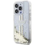 Guess GUHCP15XLFCSEGT iPhone 15 Pro Max 6.7" transparent hardcase Liquid Glitter Gold Stripes - imagine 2