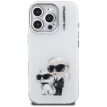 Case Karl Lagerfeld IML Aquarelle Karl   & Choupette & Logo for iPhone 16 Pro white - imagine 3