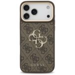 Guess 4G Big 4G Classic Logo Big Strap Metal Buttons Case for iPhone 17 Pro Max Brown - imagine 3