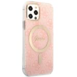 Guess Set GUBPP12MH4EACSP Case+ Charger iPhone 12/12 Pro pink hard case 4G Print MagSafe - imagine 4