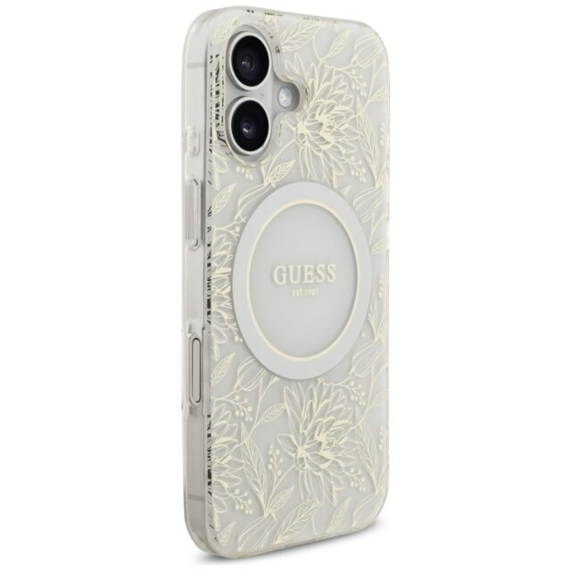 Guess IML Flowers Electro Pearl Strap MagSafe case for iPhone 17 white - imagine 4