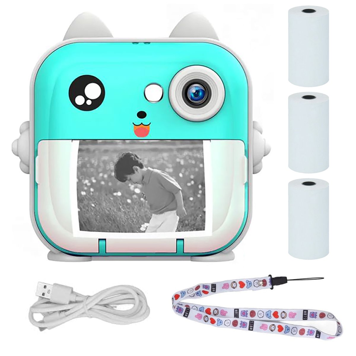 cps-c54d919fc3d07dbcc0eb6581dd27c3b2-2025-12-05-12-55-05 Extralink EPP-004 Blue | Mini thermal printer with camera | 3 rolls of thermal paper, 2.5" LCD screen, Bluetooth, USB-C, 1000 mAh - imagine 1