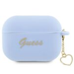 Guess GUAP2LSCHSB AirPods Pro 2 (2022/2023) cover blue Silicone Charm Heart Collection
