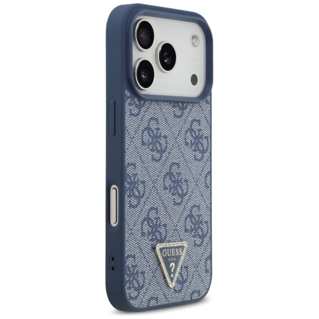 Guess Leather 4G Triangle Strass MagSafe case for iPhone 17 Pro blue - imagine 4