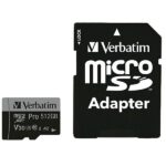 Verbatim 512GB microSD Card + Adapter Pro U3 black 47046