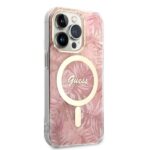 Guess Set GUBPP14LHJEACSP Case+Charger iPhone 14 Pro 6,1" pink hard case Jungle MagSafe - imagine 4