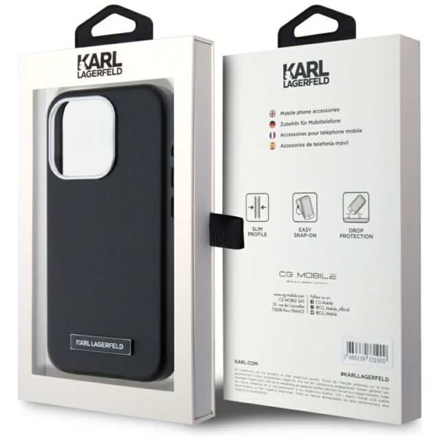 Case Karl Lagerfeld  FW Metal Plate MagSafe for iPhone 15 Pro black - imagine 8